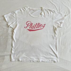 70s Phillies 染み込み L 綿100 Hanes Tシャツ USA製 ビンテージ MLB 80s 90s