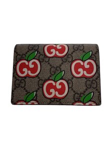 GUCCI◆2つ折り財布_GGアップル/PVC/CML/レディース