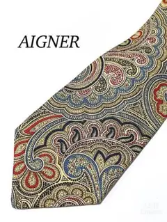 2本目半額 AIGNER ペイズリー柄 ネクタイ シルク ビジネス 即発送