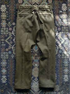 名作 BUCKLEBACK TROUSER 耳つき バックルバック トラウザー オリーブ ウール ナイロン ラルフローレン パンツ ミリタリー ワーク Vintage