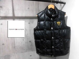 TOMMY HILFIGER トミー ヒルフィガー エンブレムワッペン ダウンベスト M/黒 ブラック/ダウンジャケット/メンズ