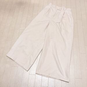 和579★ BEAMS HEART ビームスハート コーデュロイパンツ ボトムス タックパンツ ワイドパンツS ホワイト レディース ガウチョパンツ 