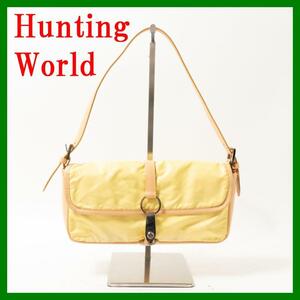 Hunting World 本革 ハンドバッグ イエロー ベージュ