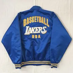 90s　vintage　NBA　LAKERS 　襟付きスタジャン　スナップボタン