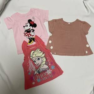 女の子Tシャツセット　 ミニーちゃん　エルサ　水玉　 ピンクTシャツ　サイズ80セット ディズニー　アナ雪　こども服 トップス 半袖 