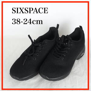 MK8400*SIXSPACE*シックススペース*スニーカー*38-24cm*黒