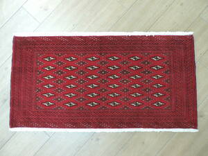 ペルシャ絨毯 カーペット ラグ 高品質ウール 手織り 高級 ペルシャ絨毯の本場 イラン トルクメン産 玄関マット 115×57cm 本物保証 直輸入