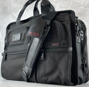 美品/大容量 TUMI トゥミ Alpha エクスパンダブル メンズ ビジネス トート A4可 2way レザー 斜め掛け バリスティックナイロン ブラック