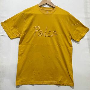 美品! メール便可! POLER (ポーラー) BIG ロゴ 刺繍 Tシャツ (M) MUSTARD | Mens メンズ マスタード アウトドア SURF キャンプ スケーター