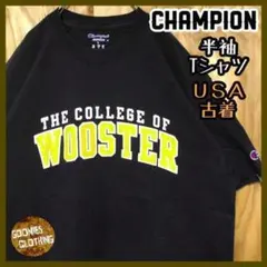 チャンピオン カレッジロゴ 大学 USA古着 90s 半袖 Tシャツ ブラック