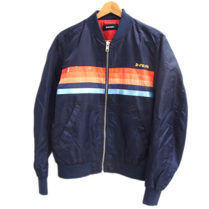 美品 定価6万円●DIESEL ディーゼル J-SLATER JACKET MA-1 ボンバー ミリタリー ジャケット ストレッチ メンズ Lサイズ 正規品 ネイビー