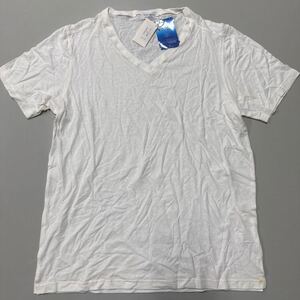 CORSINI Vネック Tシャツ 半袖 サイズ48 ジム ICE LINEN 未使用 日本製 アイス コットン MADE IN JAPAN Lサイズ 白 ホワイト メンズ ジム