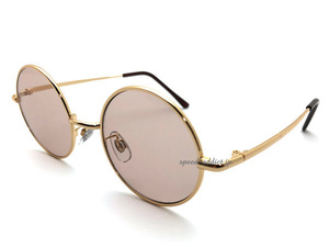 丸眼鏡 for JAPANESE SUNGLASS GOLD × LIGHT BROWN/ゴールドライトブラウンレンズ丸型サークルサングラス伊達めがねメタル細フレーム定番