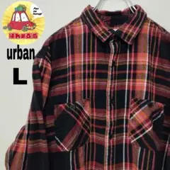 usa古着 urban ネルシャツ　L ブラック　レッド　チェック