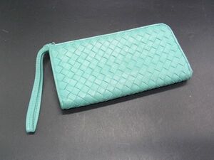 BOTTEGA VENETA ボッテガヴェネタ イントレチャート レザー L字ファスナー 長財布 ウォレット 小銭入れ ライトグリーン系 DF1990