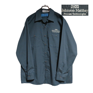 CiNTAS 長袖ワークシャツ size L グレー ゆうパケットポスト可 胸 ワッペン Johnson Matthey 古着 洗濯 プレス済 ｂ22