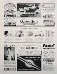 フランス アンティーク 広告 1937年 欧米 雑誌広告 ビンテージ ポスター風 インテリア フレンチポスター #RECORD WATCH Co