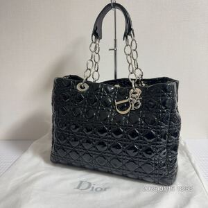 1000円〜　極美品　Dior クリスチャンディオール　カナージュ　パテント　 チェーン　ハンドバッグ　肩掛けバッグ　ショルダーバッグ