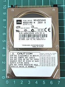 【送料無料】東芝/Toshiba 2.5インチ IDE/ATA100 40GB 9.5mm HDD MK4025GAS 【未使用に近い】