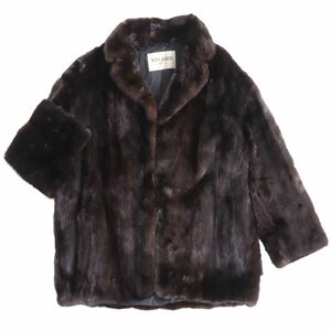 極美品★VISCARDI　ビスカルディ　MINK　ミンク　本毛皮コート　ダークブラウン(ブラックに近い）　毛質艶やか・柔らか◎