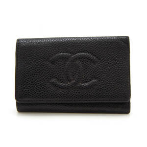 中古良品 シャネル キーケース 6連 キャビアスキン ココマーク A13502 ブラック レザー ゴールド金具 CHANEL フランス製 レディース coco