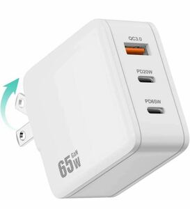 PD USB充電器 65W GaN Type C 急速充電器 高速充電器 PD対応 USB-C×2 & USB A 3ポートGaN