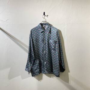 vintage euro print cotton viscose pajama shirt ヨーロッパ古着 ビンテージ パジャマシャツ 柄シャツ 長袖シャツ 60s 70s