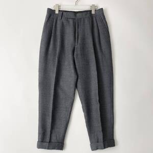 COMOLI size/1 (pz) コモリ ウール リネン 2プリーツ ワイド テーパード スラックス ダブル タック パンツ トラウザー グレー 日本製 PANTS