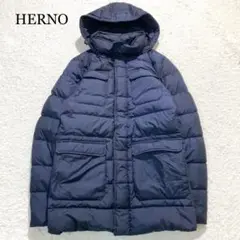 【極美品】HERNO ダウン ダウンジャケット ネイビー フーディー 44