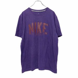 NIKE 半袖 プリントTシャツ L パープル ブラウンレッド ナイキ 文字 古着卸 アメリカ仕入 a507-6602