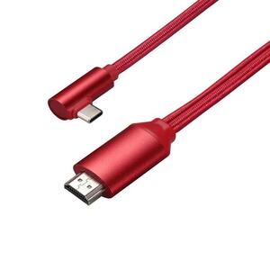 L字 USB-C-HDMI 変換ケーブル 4K2K@30Hz ナイロン網目 1.8m USB3.1 Type C to HDMI 4K2K コンバータ 音声サポート オスーオス 赤