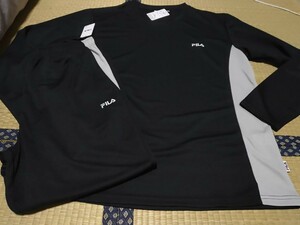 【新品】FILA 速乾長袖Tシャツ ジャージパンツ トレーニングウエア 上下 LL 黒