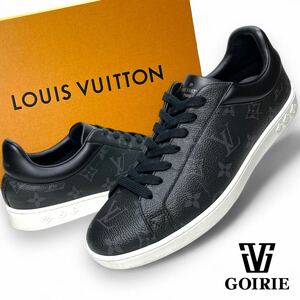 【美品】LOUIS VUITTON ルイ ヴィトン エクリプス ルクセンブルクライン ローカットスニーカー サイズ7 モノグラム 黒 イタリア製