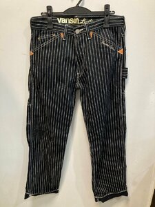 ◆VANSON Leather バンソン パンツ ストライプ柄 白黒 縦縞 サイズ34 ボトムス 中古◆10892★