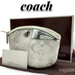 未使用 COACH コーチ シルバーポーチ パッチワーク コスメ シグネチャー