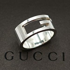 8号 GUCCI グッチ ブランテッド リング ロゴ シルバー レディース メンズ