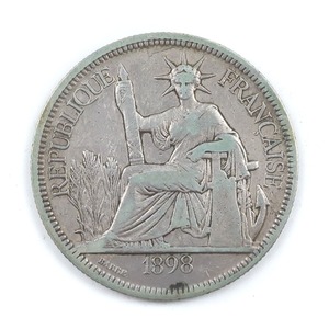 フランス領インドシナ銀貨 1ピアストル銀貨 1898年 アンティークコイン 貨幣【R113024008】中古