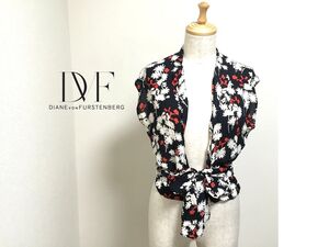 Diane von Furstenberg 花柄 シャツ シフォン レディース DVF トップス リボン ブラック 個性的 ダイアンフォンファステンバーグ 黒 ①