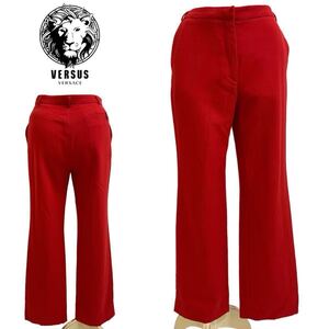 VERSUS VERSACE VINTAGE ヴェルサス ヴェルサーチ ヴィンテージ 未使用品 MADE IN ITALY ウールパンツ スラックス レッド 26/40 アーカイブ