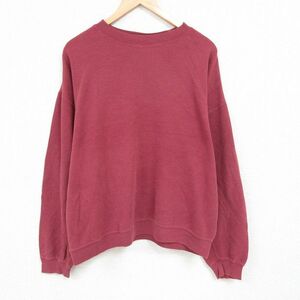 XL/古着 ギャップ GAP 長袖 スウェット メンズ 90s 無地 大きいサイズ コットン クルーネック エンジ spe 24nov02 中古 スエット トレーナ