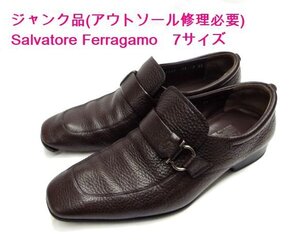 ジャンク(アウトソール割れ）★Salvatore Ferragamo /サルヴァトーレ フェラガモ ◎ブラウン　靴　メンズ /紳士　7サイズ