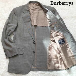 B18 Burberrys　バーバリー　テーラードジャケット　グレー　灰色　A6表記（L相当）　千鳥格子柄　モヘア15％