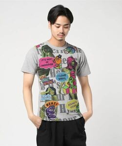 【HYSTERIC GLAMOUR ヒステリックグラマー】総柄TシャツM 日本製 「HYS PARTY TIME Tシャツ」 ガールプリント入り 高級 人気アイテム