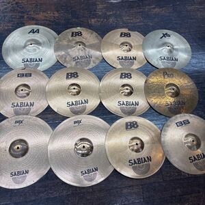 ②シンバル スプラッシュシンバル SABIAN セイビアン AA B8 XS PRO B8X 打楽器 練習用 改造用 ジャンク 割れ 18/45 16/41 15/41 20