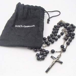 ◎DOLCE&GABBANA ドルガバ ネックレス /ドルチェ＆ガッパーナ 十字架 黒玉 ◎KMH