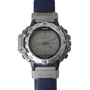 【中古】 CASIO カシオ PROTREK 腕時計 デジタルクォーツ ネイビー×グレー PRT-50 ISJ 腕回り約16~22.5(cm) NT Bランク