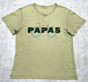 パパス ロードバイク クルーネック 半袖 Tシャツ コットン × ヘンプ　　PAPAS 綿 × 麻 日本製 ハイクオリティー ビッグロゴ 早2605