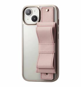 y021606m エレコム iPhone 15 ケース &me バンド付き ベルト付き リボン ストラップホルダー付属 ストラップホール付き 