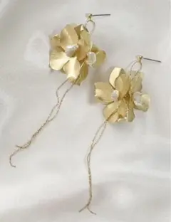 MEILI Flower淡水パール アクセサリー ピアス ゴールド 花 大ぶり