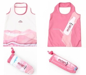  送料込 アフタヌーンティー evian エビアン コラボ 限定 未開封 サスティナブル エコ バッグ ショッピング サブ 2枚 セット 収納 ポーチ付